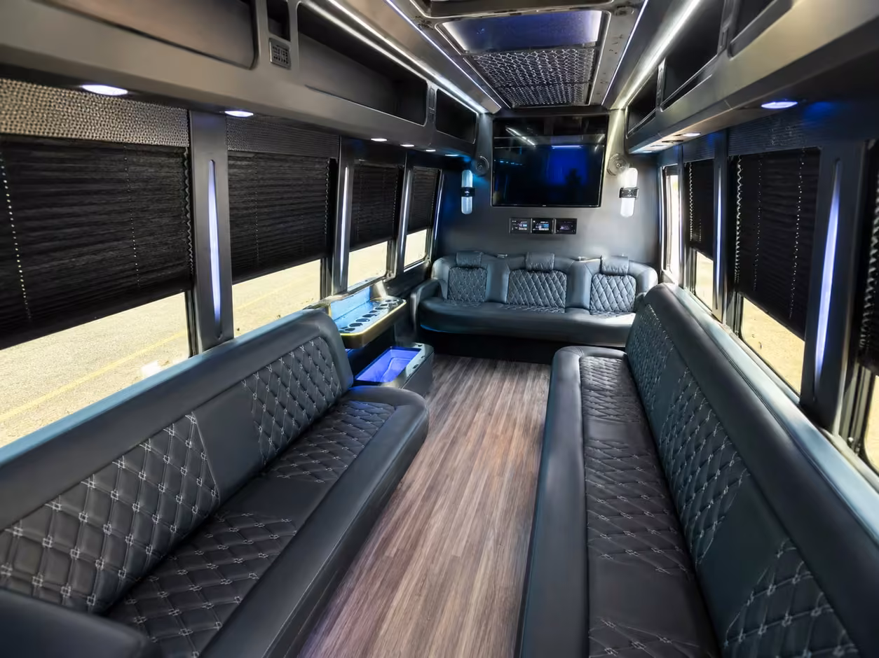 15 passenger party bus interior