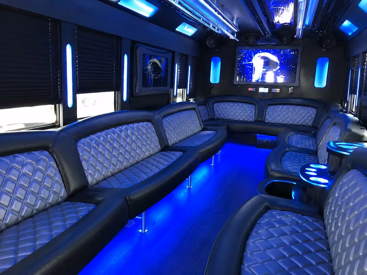 20 passenger party bus inside