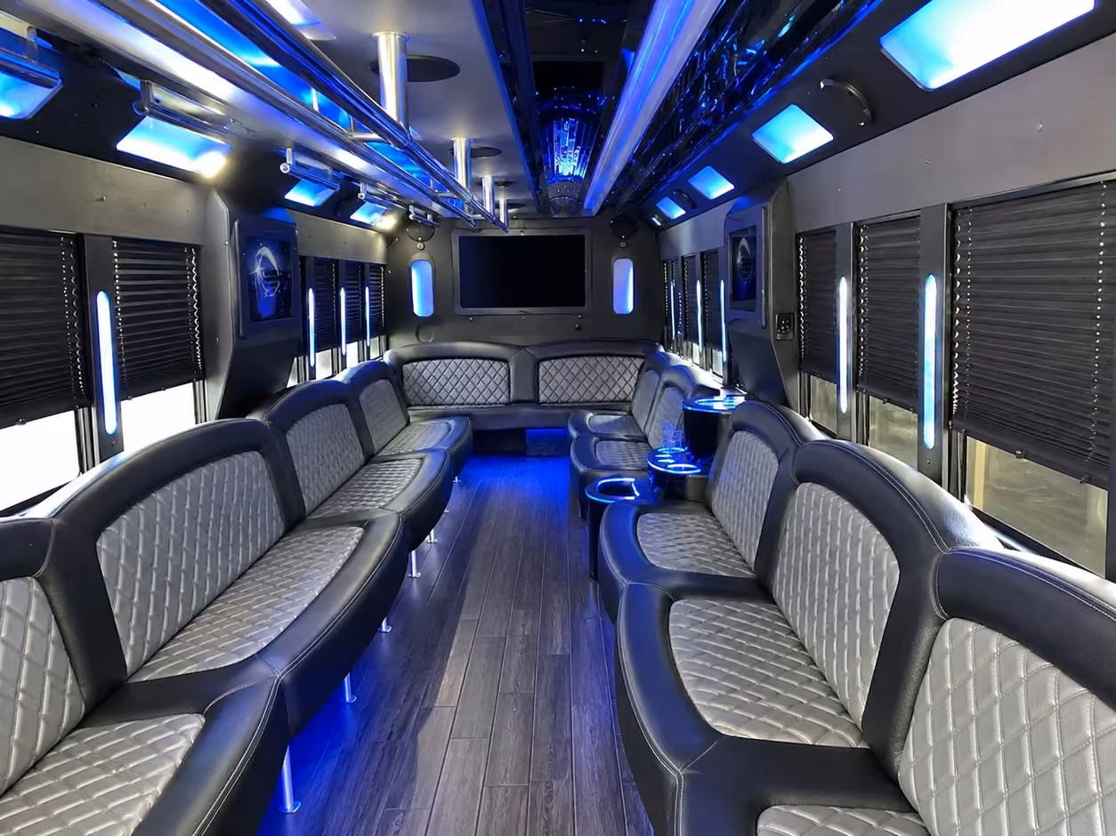 25 passenger party bus inside